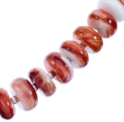 Sterling Silver Red Oyster Shell Southwest Bead Necklace BX120528